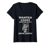 Femme Outlaw Jesse James T-Shirt T-Shirt avec Col en V