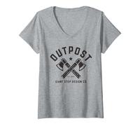 Femme Outpost Outdoors Hatchet Logo T-Shirt avec Col en V