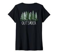 Femme Outsider Woodland Forest Off Grid Outdoor Nature Lover T-Shirt avec Col en V