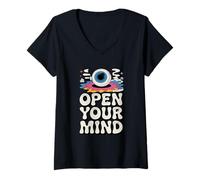 Femme Ouvrez Votre Vision de l'esprit T-Shirt avec Col en V
