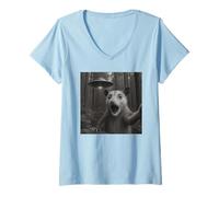 Femme OVNI Oppossum Selfie avec drôle d'invasion Extraterrestre T-Shirt avec Col en V