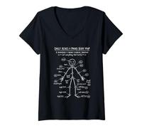Femme Ow Ow Ow Stick Man Figure Funny Chronic Pain Humour Meme 3 T-Shirt avec Col en V