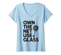 Femme Own The Net Use Glass Padel Sports Athlète Game Players T-Shirt avec Col en V