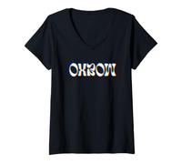 Femme Oxbow Tricolore EDM Effet Style Design T-Shirt avec Col en V