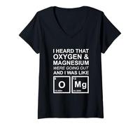 Femme Oxygène & Magnésium Sortir, OMG! Chimie, Sciences Scolaires T-Shirt avec Col en V