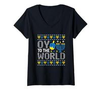 Femme Oy au Monde juif de Hanoukka Dreidel T-Shirt avec Col en V
