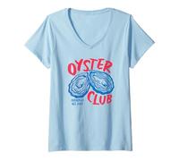 Femme Oyster Club Funny Shucked All Day Seafood Lover Humour Beach T-Shirt avec Col en V