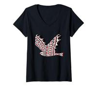 Femme Pacific Northwest Red Tail Hawk Art de Style amérindien T-Shirt avec Col en V