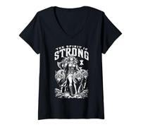 Femme Pack de Loups Viking Shield Maiden Strong Norse Spirit T-Shirt avec Col en V