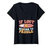Femme Paddleboarding If Lost Return to Paddle T-Shirt avec Col en V