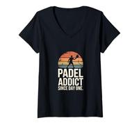 Femme Padel Addict Since Day One Style rétro T-Shirt avec Col en V