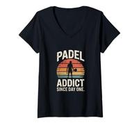 Femme Padel Addict Since Day One Style rétro T-Shirt avec Col en V