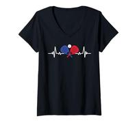 Femme Padel Padeliste battement du cœur Joueur De Padel humour T-Shirt avec Col en V