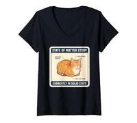 Femme Pain drôle pour Chat Physique Solide Science de l'État Chaton Meme Lover T-Shirt avec Col en V