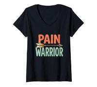 Femme Pain Warrior - Combattant IBD de Sensibilisation à la maladie de Crohn T-Shirt avec Col en V