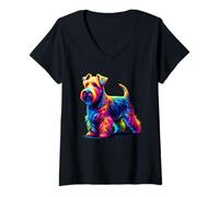 Femme Paint Art Glen Of Imaal Terrier Wicklow Terrier T-Shirt avec Col en V