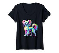 Femme Paint Art Phalène Phalènes T-Shirt avec Col en V