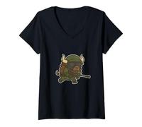 Femme Paintball Bison Mascotte Advance T-Shirt avec Col en V
