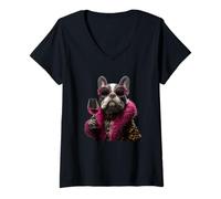 Femme Paire de Verres à vin élégants en Forme de Girafe T-Shirt avec Col en V