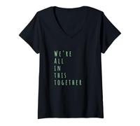 Femme Paix, Amour, Harmonie, empathie, Ensemble, âme bienveillante, cœur T-Shirt avec Col en V