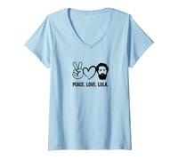 Femme Paix Amour Lula Président du Brésil T-Shirt avec Col en V