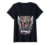 Femme Paix dans l'univers Construire la paix universelle ensemble T-Shirt avec Col en V