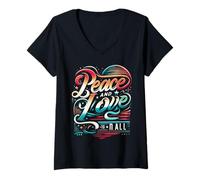 Femme Paix et Amour pour Tous, Amour et Paix, Ensemble, Nous changeons des Vies T-Shirt avec Col en V