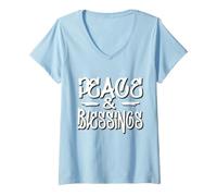 Femme Paix et bénédictions Grands objectifs et rêves - Simplement T-Shirt avec Col en V