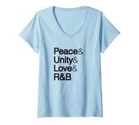 Femme Paix, unité et Amour et R & B T-Shirt avec Col en V