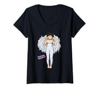Femme Pajama Society Chemise - Mignonne Douce et endormie Kawaii Anime T-Shirt avec Col en V