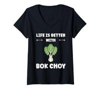 Femme Pak Choy Funny Quote Life is Better with Bok Choy T-Shirt avec Col en V