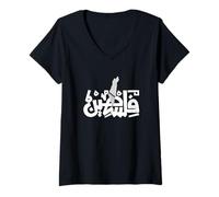 Femme Palestine Calligraphie Arabe Keffiyeh Gaza Carte palestinienne T-Shirt avec Col en V