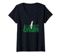 Femme Palestine Keffiyeh Carte Gaza Calligraphie Arabe palestinienne T-Shirt avec Col en V