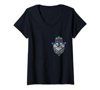 Femme Palestine khamsa T-Shirt avec Col en V