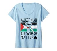 Femme Palestinian Lives Matter | Free Palestine T-Shirt avec Col en V