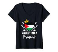 Femme Palestinian Princess Palestine Flag Proud Palestinian Girl T-Shirt avec Col en V