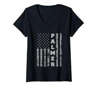 Femme Palmer, Alaska, Drapeau américain T-Shirt avec Col en V