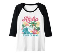 Femme Palmier Aloha State of Mind Retro Wave Hawaii Beach pour Femmes Manche Raglan