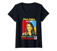 Femme Paloma Valencia Presidente Colombie 2026 Sécurité et liberté T-Shirt avec Col en V