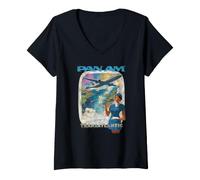 Femme Pan Am Touring The Transatlantic Retro Flight Advertisement T-Shirt avec Col en V