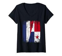 Femme Panama France Drapeau DE L'AMITIÉ | Panama T-Shirt avec Col en V