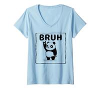 Femme Panda Bruh Cool Funny Rock Gesture Sign Lover Funny Panda T-Shirt avec Col en V