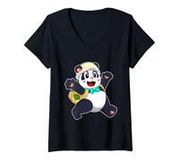 Femme Panda Élève Sac à Dos École T-Shirt avec Col en V