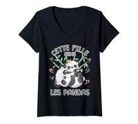 Femme Panda Love Maman Ourson Panda Et Bébé Jeune T-Shirt avec Col en V