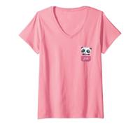 Femme Panda Lovers Cute Baby Panda Kawaii In Pocket T-Shirt avec Col en V