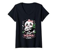Femme Panda Mom and Cub, Meilleure scène Mignonne de Tous Les Temps T-Shirt avec Col en V