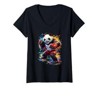 Femme Panda Muay Thai Kickboxing Martial Artist Kickboxer T-Shirt avec Col en V