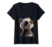 Femme Panda Ours Grand Pandas Géant Amour Doux Panda T-Shirt avec Col en V