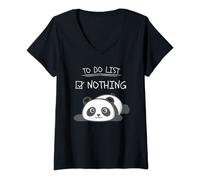 Femme Panda Panda Bear Cute Slacker Animal To Do List T-Shirt avec Col en V