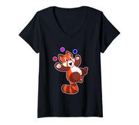Femme Panda Roux Jongleur Jongler T-Shirt avec Col en V